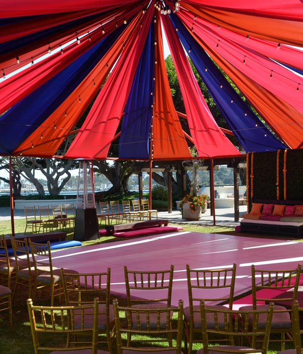 outdoor event tent at Cabrillo Marina in San Pedro, CA